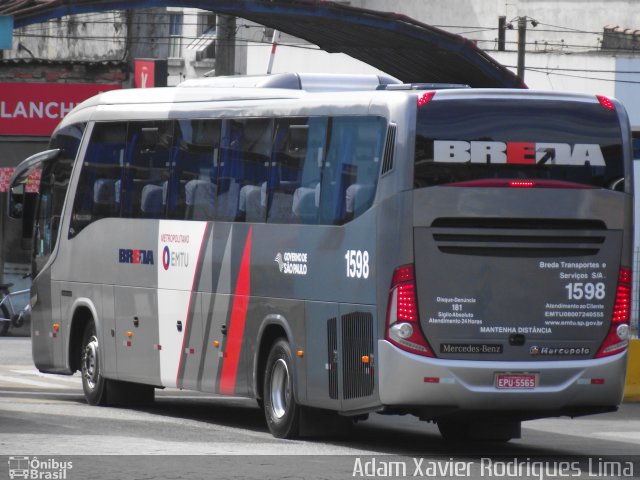 Breda Transportes e Serviços 1598 na cidade de Santos, São Paulo, Brasil, por Adam Xavier Rodrigues Lima. Número da foto: #803211.