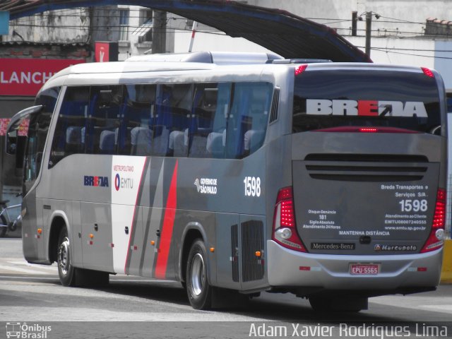 Breda Transportes e Serviços 1598 na cidade de Santos, São Paulo, Brasil, por Adam Xavier Rodrigues Lima. ID da foto: 803211.