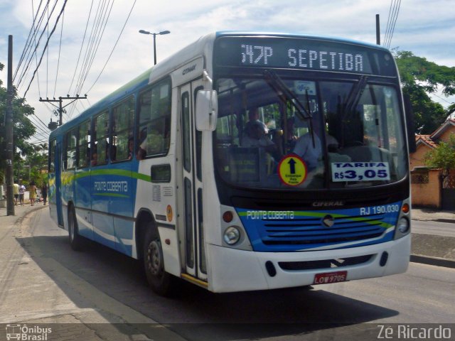 Viação Ponte Coberta RJ 190.030 na cidade de Rio de Janeiro, Rio de Janeiro, Brasil, por Zé Ricardo Reis. Número da foto: #805792.