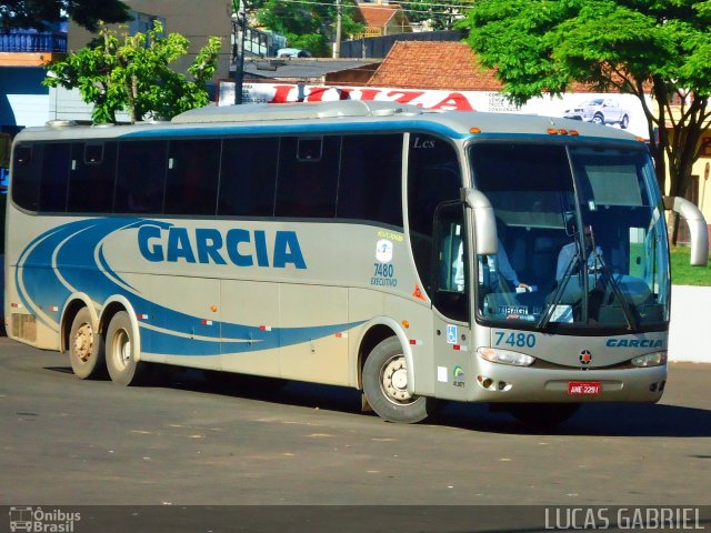 Viação Garcia 7480 na cidade de Telêmaco Borba, Paraná, Brasil, por Lucas Gabriel. ID da foto: 815388.