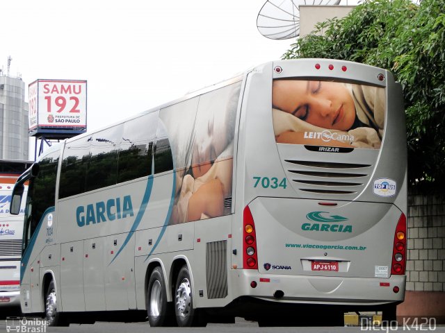 Viação Garcia 7034 na cidade de São Paulo, São Paulo, Brasil, por Diego K420 . Número da foto: #765905.