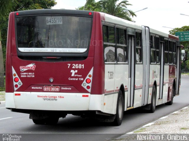 Viação Campo Belo 7 2681 na cidade de São Paulo, São Paulo, Brasil, por Nerilton F.  ônibus. Número da foto: #770574.