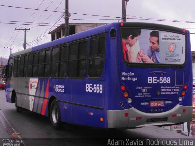 Viação Bertioga BE-568 na cidade de Guarujá, São Paulo, Brasil, por Adam Xavier Rodrigues Lima. Número da foto: #771524.