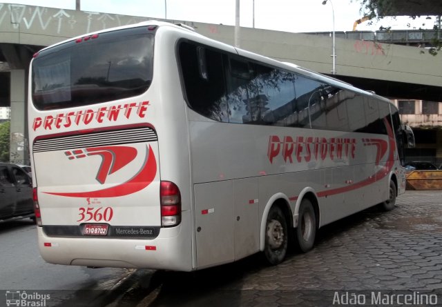 Viação Presidente 3560 na cidade de Belo Horizonte, Minas Gerais, Brasil, por Adão Raimundo Marcelino. ID da foto: 774635.