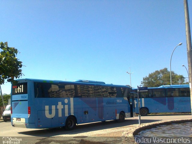 UTIL - União Transporte Interestadual de Luxo 9834 na cidade de Rio de Janeiro, Rio de Janeiro, Brasil, por Tadeu Vasconcelos. Número da foto: #773331.