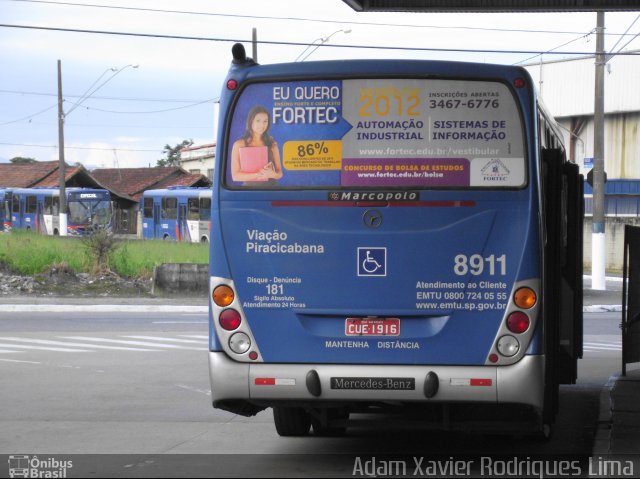 Viação Piracicabana 8911 na cidade de Praia Grande, São Paulo, Brasil, por Adam Xavier Rodrigues Lima. Número da foto: #1338176.
