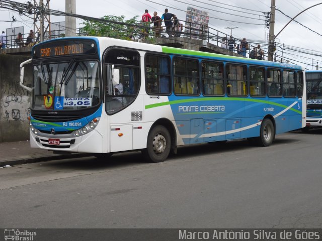 Viação Ponte Coberta RJ 190.091 na cidade de Rio de Janeiro, Rio de Janeiro, Brasil, por Marco Antônio Silva de Góes. ID da foto: 1338727.