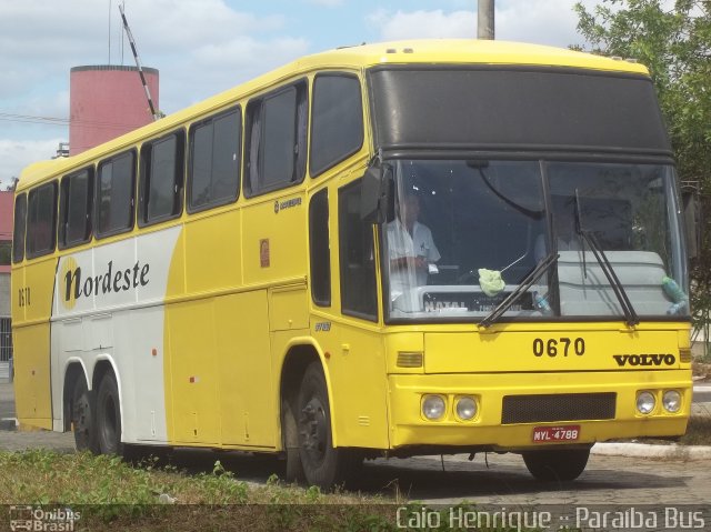 Viação Nordeste 0670 na cidade de Campina Grande, Paraíba, Brasil, por Caio Henrique. Número da foto: #1354214.