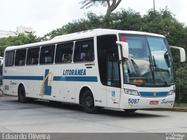 Litorânea Transportes Coletivos 5087 na cidade de São Paulo, São Paulo, Brasil, por Eduardo Oliveira. Número da foto: #1357404.