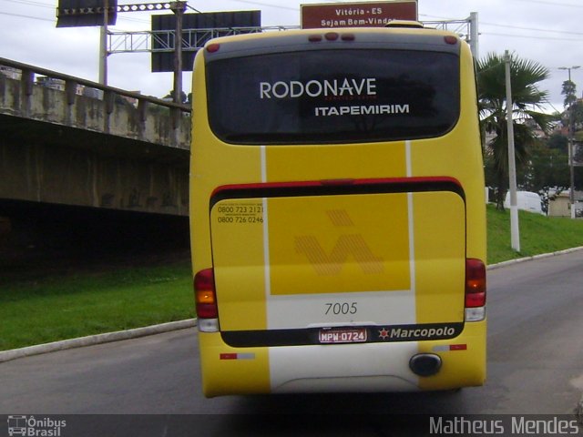 Viação Itapemirim 7005 na cidade de Vitória, Espírito Santo, Brasil, por Matheus Mendes. ID da foto: 1360369.