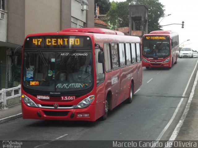 Viação Araçatuba 1.5.061 na cidade de Niterói, Rio de Janeiro, Brasil, por Marcelo Candido de Oliveira. Número da foto: #1362680.