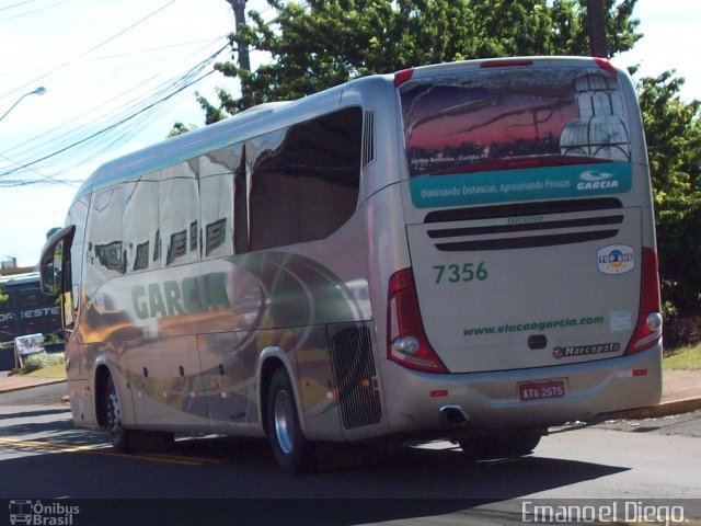 Viação Garcia 7356 na cidade de Apucarana, Paraná, Brasil, por Emanoel Diego.. ID da foto: 1373031.