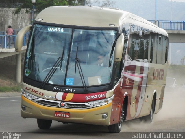 Transportes Única Petrópolis RJ 163.014 na cidade de Rio de Janeiro, Rio de Janeiro, Brasil, por Gabriel Valladares. Número da foto: #1373675.