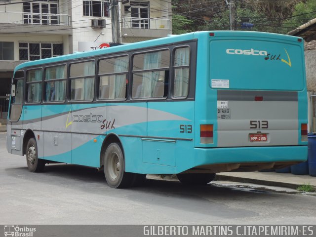 Costa Sul Transportes e Turismo 513 na cidade de Cachoeiro de Itapemirim, Espírito Santo, Brasil, por Gilberto Martins. Número da foto: #1373567.