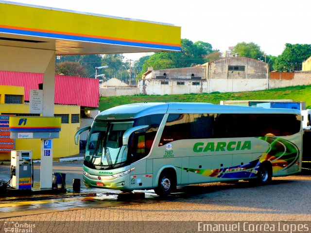 Viação Garcia 7687 na cidade de Bauru, São Paulo, Brasil, por Emanuel Corrêa Lopes. Número da foto: #1326474.