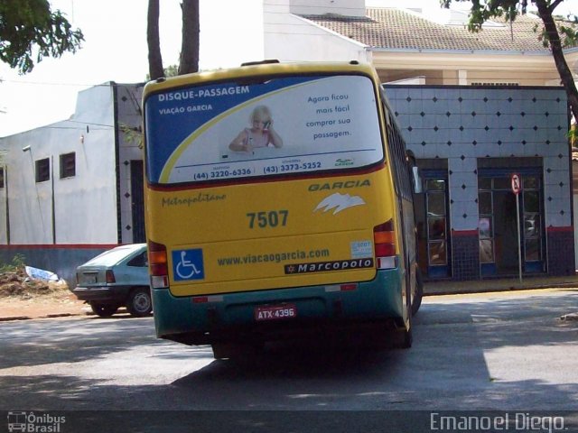 Viação Garcia 7507 na cidade de Mandaguari, Paraná, Brasil, por Emanoel Diego.. Número da foto: #1325361.