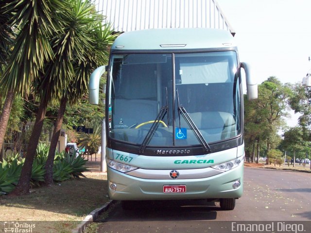 Viação Garcia 7667 na cidade de Arapongas, Paraná, Brasil, por Emanoel Diego.. ID da foto: 1328807.