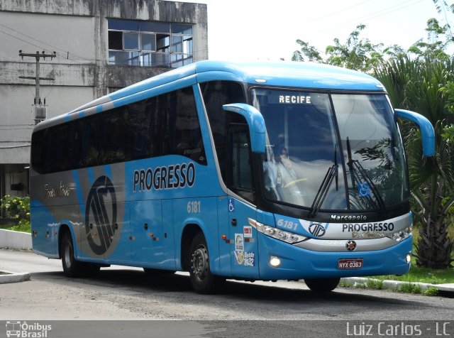 Auto Viação Progresso 6181 na cidade de Recife, Pernambuco, Brasil, por Luiz Carlos de Santana. Número da foto: #1425496.