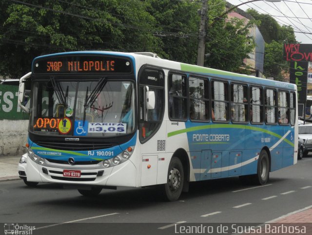 Viação Ponte Coberta RJ 190.091 na cidade de Rio de Janeiro, Rio de Janeiro, Brasil, por Leandro de Sousa Barbosa. Número da foto: #1425488.