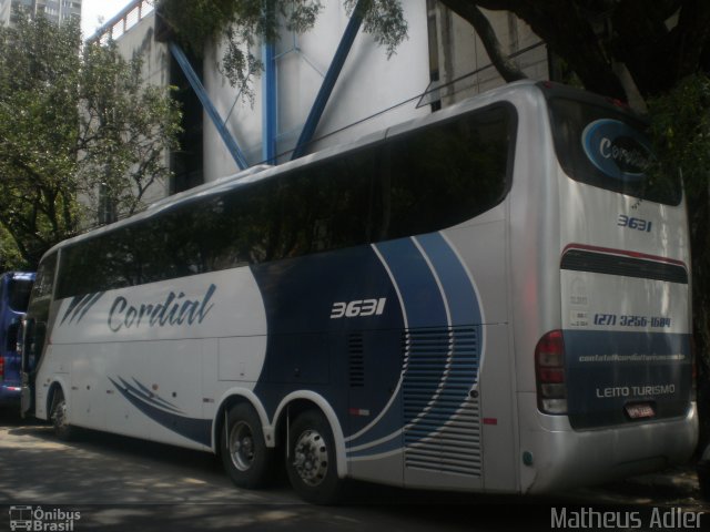 Viação Cordial Transportes e Turismo 3631 na cidade de Belo Horizonte, Minas Gerais, Brasil, por Matheus Adler. ID da foto: 1434579.