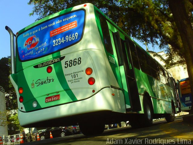Viação Piracicabana Santos 5868 na cidade de Santos, São Paulo, Brasil, por Adam Xavier Rodrigues Lima. Número da foto: #1436360.