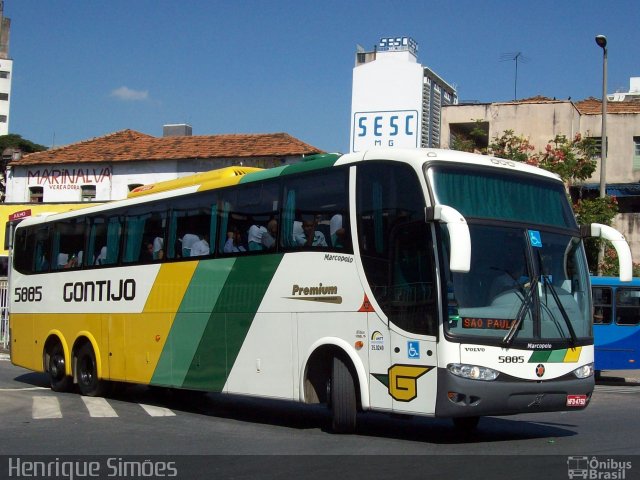 Empresa Gontijo de Transportes 5885 na cidade de Belo Horizonte, Minas Gerais, Brasil, por Henrique Simões. ID da foto: 1439401.