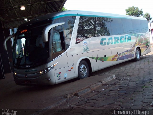 Viação Garcia 7436 na cidade de Ivaiporã, Paraná, Brasil, por Emanoel Diego.. ID da foto: 1389131.