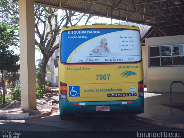 Viação Garcia 7567 na cidade de Arapongas, Paraná, Brasil, por Emanoel Diego.. ID da foto: 1444414.