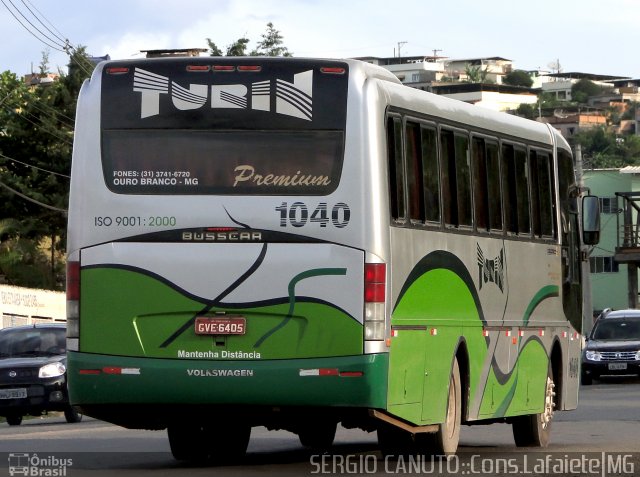 Turin Transportes 1040 na cidade de Conselheiro Lafaiete, Minas Gerais, Brasil, por Sérgio A.  B.  Canuto. Número da foto: #1484590.