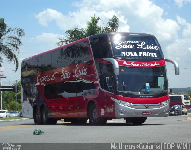 Expresso São Luiz 7660 na cidade de Goiânia, Goiás, Brasil, por Vicente Pinto Moreira. Número da foto: #1489614.