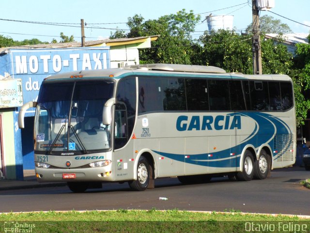 Viação Garcia 7521 na cidade de Foz do Iguaçu, Paraná, Brasil, por Otavio Felipe Balbinot. ID da foto: 1449064.