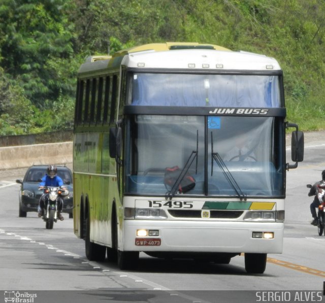 Empresa Gontijo de Transportes 15495 na cidade de Nova União, Minas Gerais, Brasil, por Sergio Alves. ID da foto: 823705.