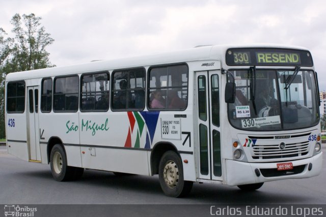 Viação São Miguel 436 na cidade de Resende, Rio de Janeiro, Brasil, por Carlos Eduardo Lopes. Número da foto: #852153.