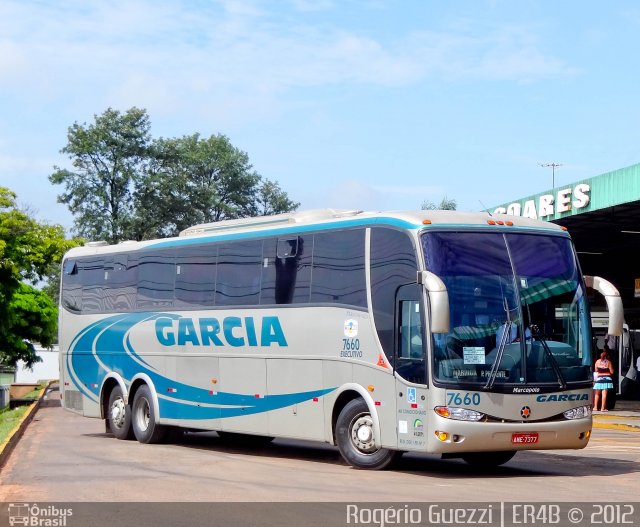 Viação Garcia 7660 na cidade de Presidente Prudente, São Paulo, Brasil, por Rogério Guezzi. Número da foto: #876663.