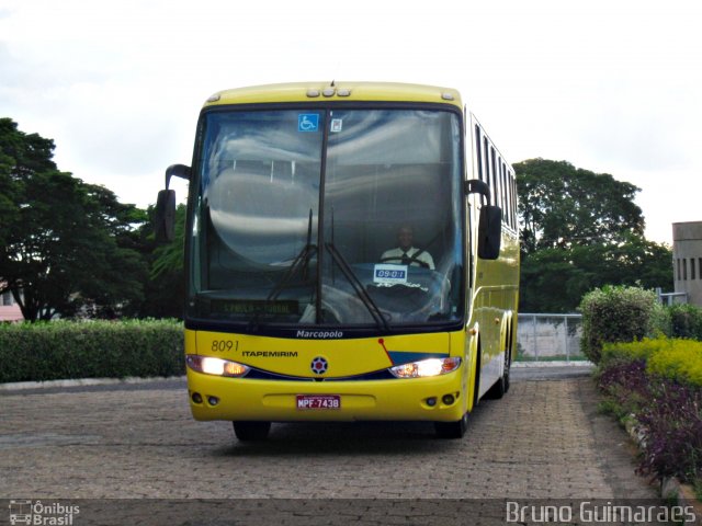 Viação Itapemirim 8091 na cidade de Uberlândia, Minas Gerais, Brasil, por Bruno Guimaraes. ID da foto: 831582.