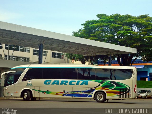 Viação Garcia 7446 na cidade de Telêmaco Borba, Paraná, Brasil, por Lucas Gabriel. ID da foto: 840249.