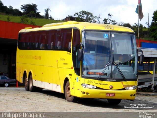 Viação Itapemirim 5863 na cidade de João Monlevade, Minas Gerais, Brasil, por Philippe Almeida. Número da foto: #902959.