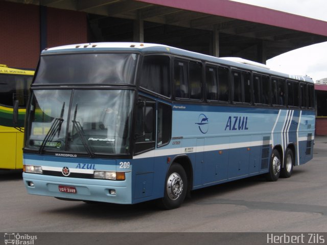 Expresso Azul 209 na cidade de Porto Alegre, Rio Grande do Sul, Brasil, por Herbert Zils. Número da foto: #907272.