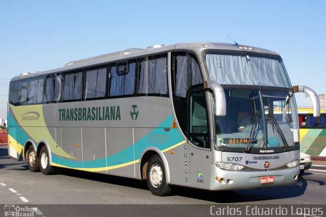 Transbrasiliana Transportes e Turismo 5707 na cidade de São Paulo, São Paulo, Brasil, por Carlos Eduardo Lopes. ID da foto: 918151.