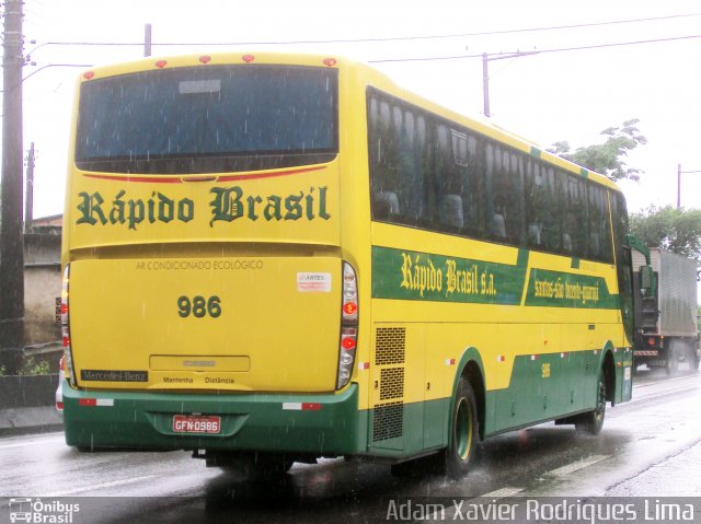 Viação Rápido Brasil 986 na cidade de Cubatão, São Paulo, Brasil, por Adam Xavier Rodrigues Lima. Número da foto: #928911.