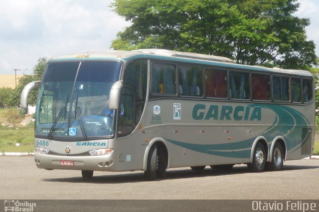 Viação Garcia 6486 na cidade de Foz do Iguaçu, Paraná, Brasil, por Otavio Felipe Balbinot. ID da foto: 937029.