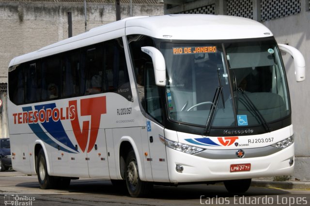 Viação Teresópolis RJ 203.057 na cidade de Rio de Janeiro, Rio de Janeiro, Brasil, por Carlos Eduardo Lopes. ID da foto: 888006.