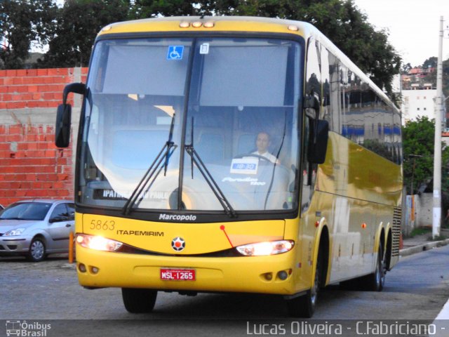 Viação Itapemirim 5863 na cidade de Coronel Fabriciano, Minas Gerais, Brasil, por Lucas Oliveira. Número da foto: #945126.