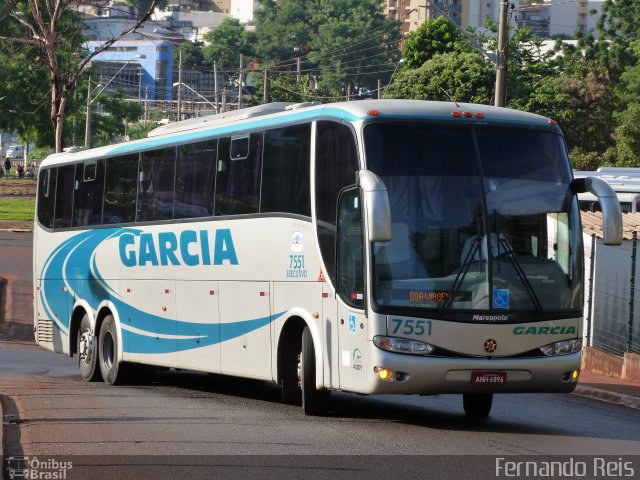 Viação Garcia 7551 na cidade de Ribeirão Preto, São Paulo, Brasil, por Fernando Reis. ID da foto: 893304.