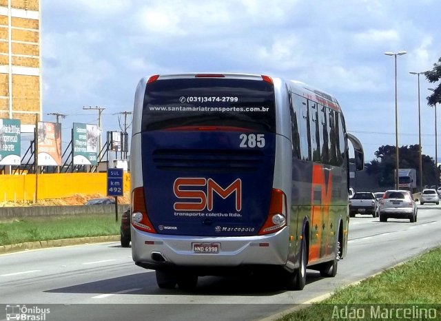 Transporte Coletivo Santa Maria 285 na cidade de Belo Horizonte, Minas Gerais, Brasil, por Adão Raimundo Marcelino. Número da foto: #947728.