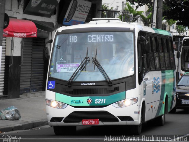 Viação Piracicabana Santos 5211 na cidade de Santos, São Paulo, Brasil, por Adam Xavier Rodrigues Lima. Número da foto: #974384.