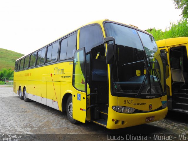 Viação Itapemirim 8107 na cidade de Muriaé, Minas Gerais, Brasil, por Lucas Oliveira. ID da foto: 948742.