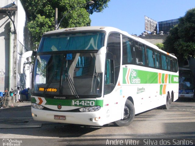 Cia. São Geraldo de Viação 14420 na cidade de Rio de Janeiro, Rio de Janeiro, Brasil, por André Vitor  Silva dos Santos. Número da foto: #948649.