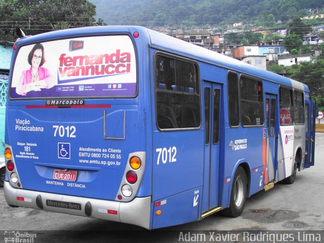 Viação Piracicabana 7012 na cidade de Cubatão, São Paulo, Brasil, por Adam Xavier Rodrigues Lima. Número da foto: #985495.