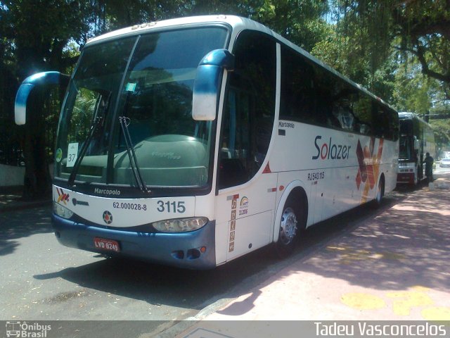 Solazer Transportes e Turismo 3115 na cidade de Rio de Janeiro, Rio de Janeiro, Brasil, por Tadeu Vasconcelos. Número da foto: #988477.